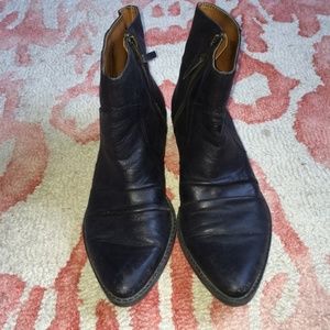 Black Pointy Leather Boots 7.5
